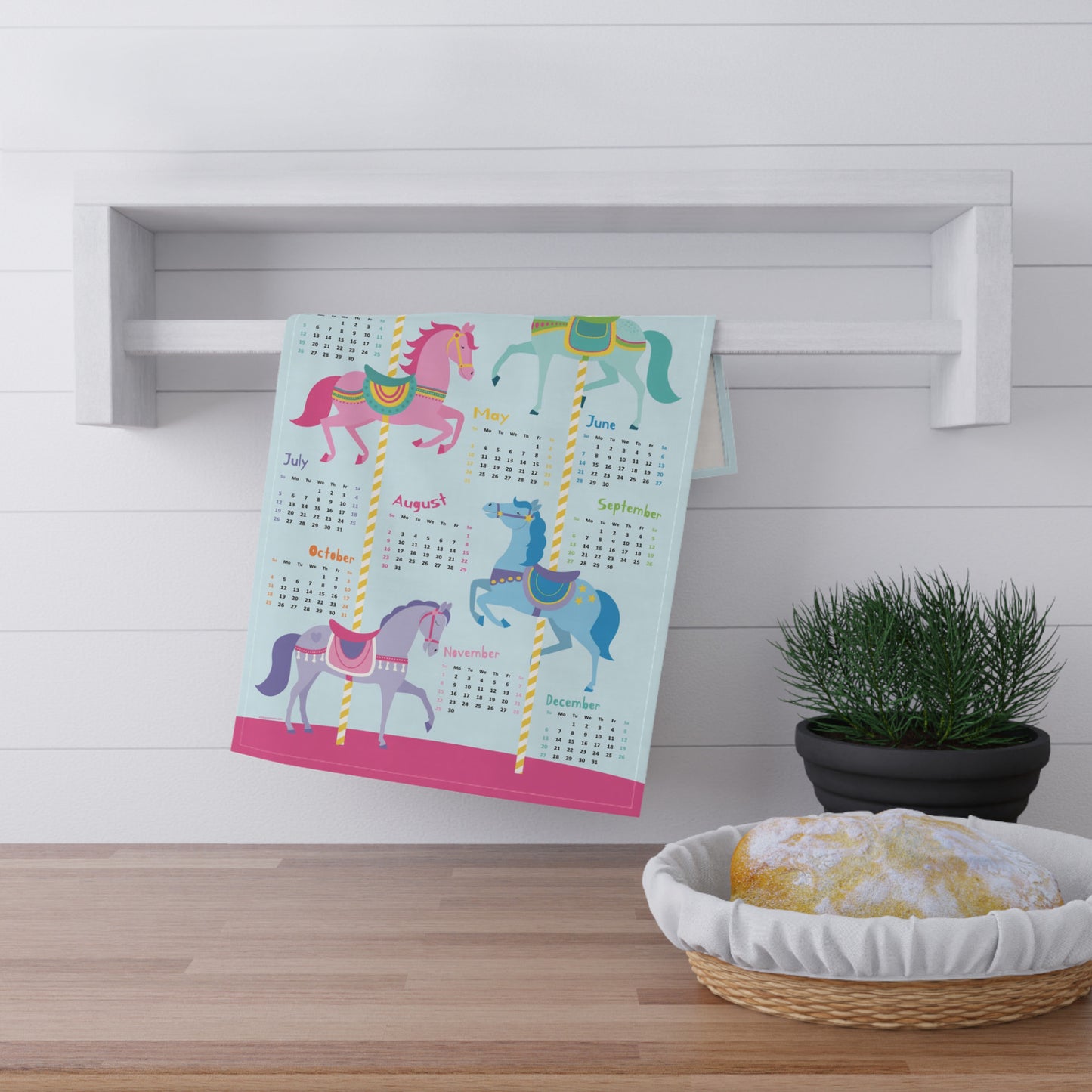 2026 Year of the Horse Carousel Tea Towel Calendar