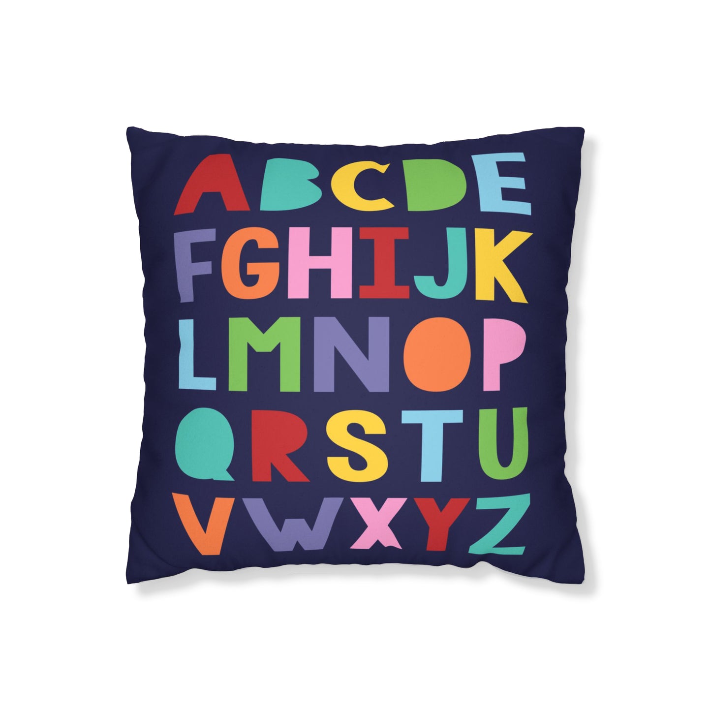 alphabet cushion cover in a mix of bright colours