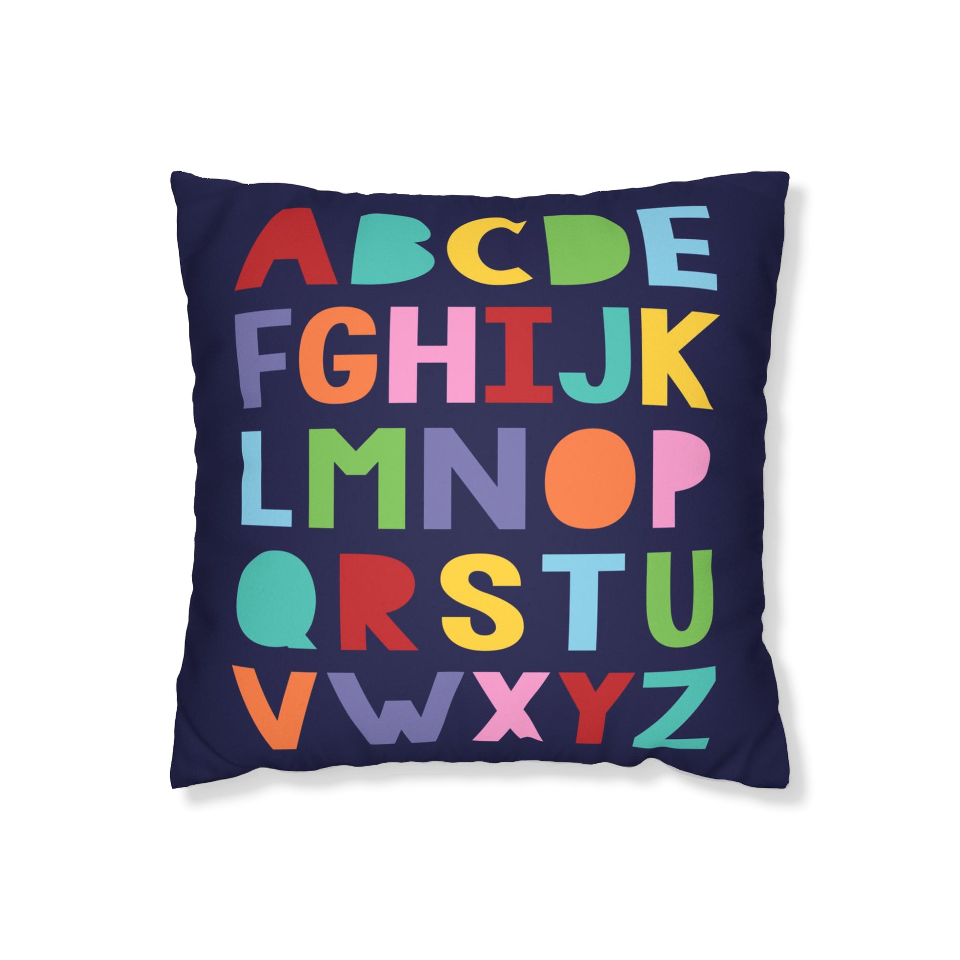 alphabet cushion cover in a mix of bright colours