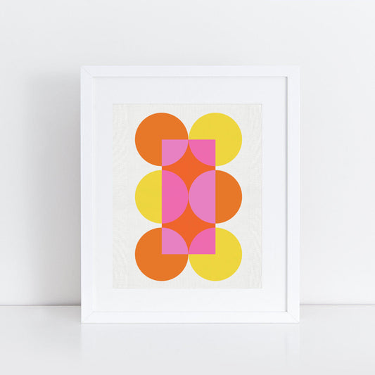 pink orange yellow abstract geometric print