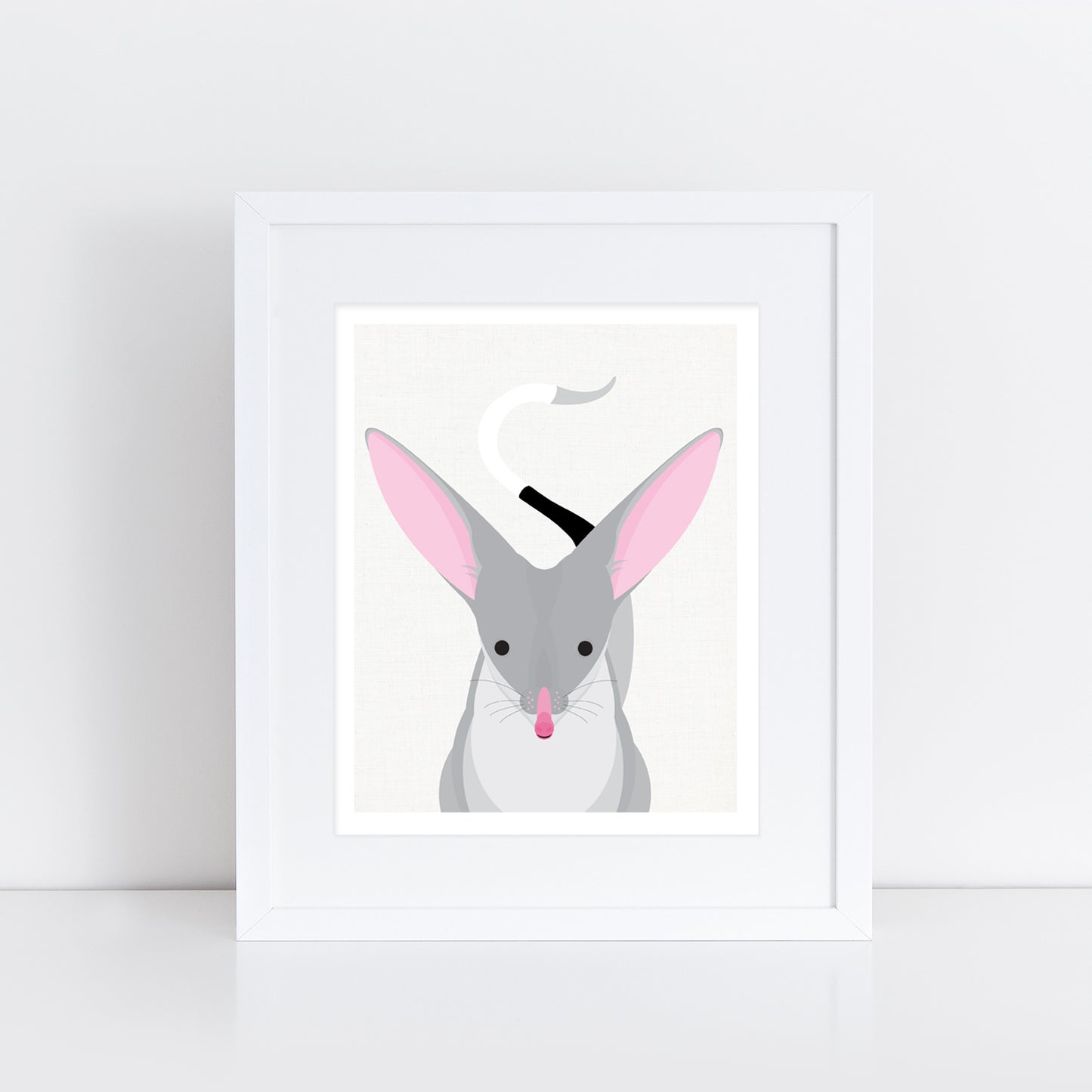cute Australian native animal bilby print with big ears in frame
