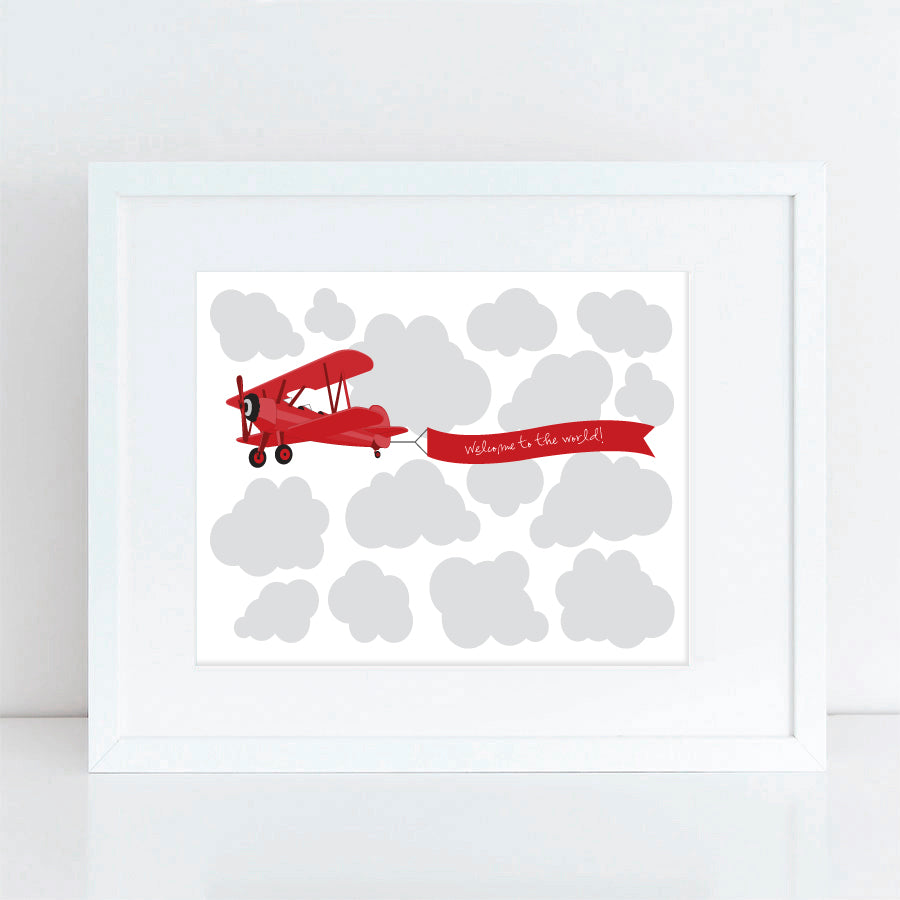 Biplane signature guest book print