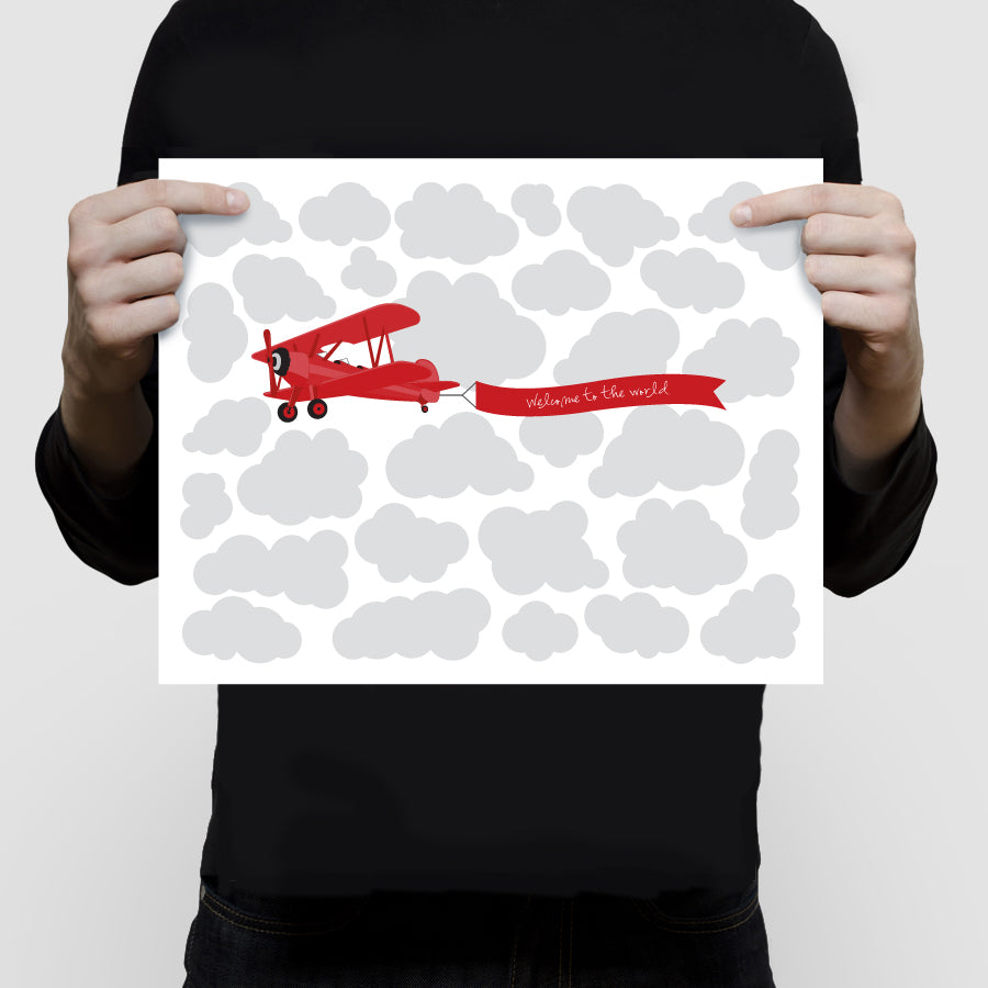 Biplane signature guest book print