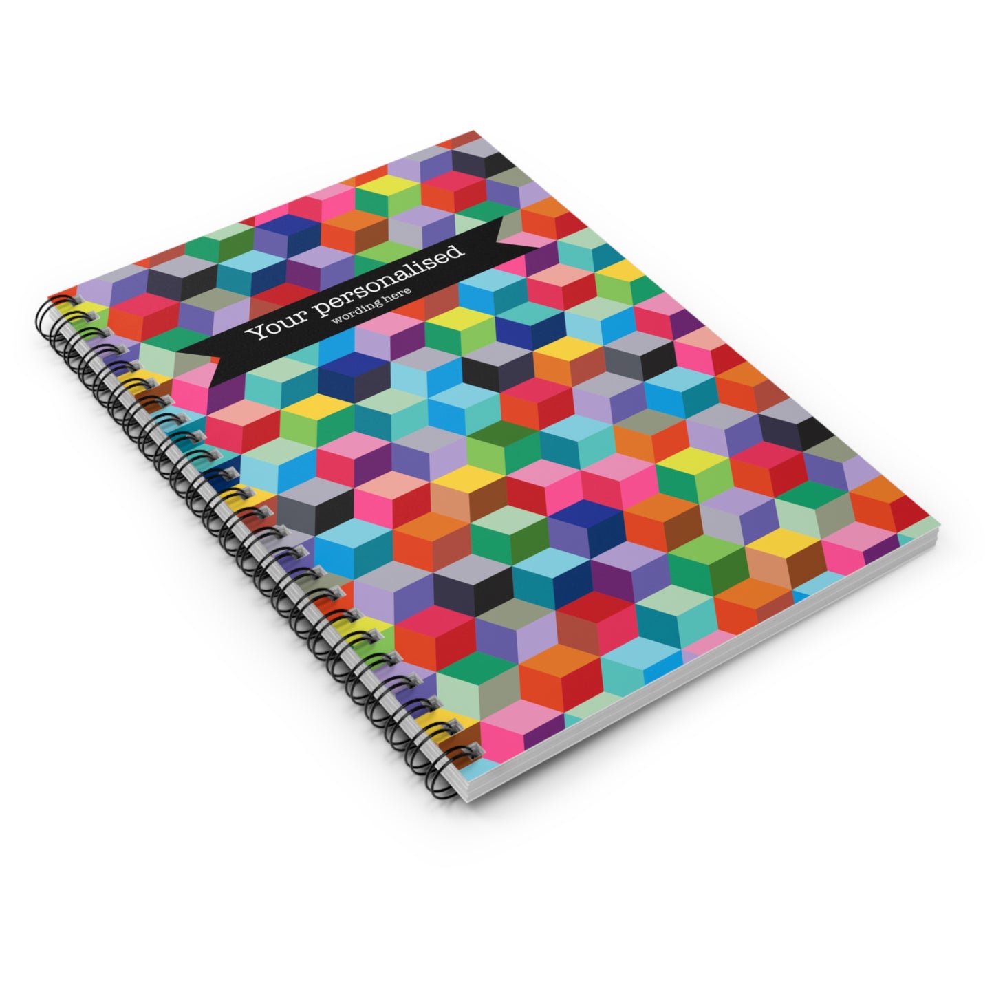 Rainbow cubes personalised spiral notebook