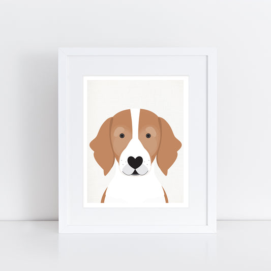 Beagle illustration print in frame