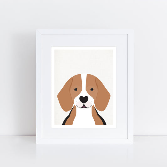 Cute Beagle print of a puppy in frame