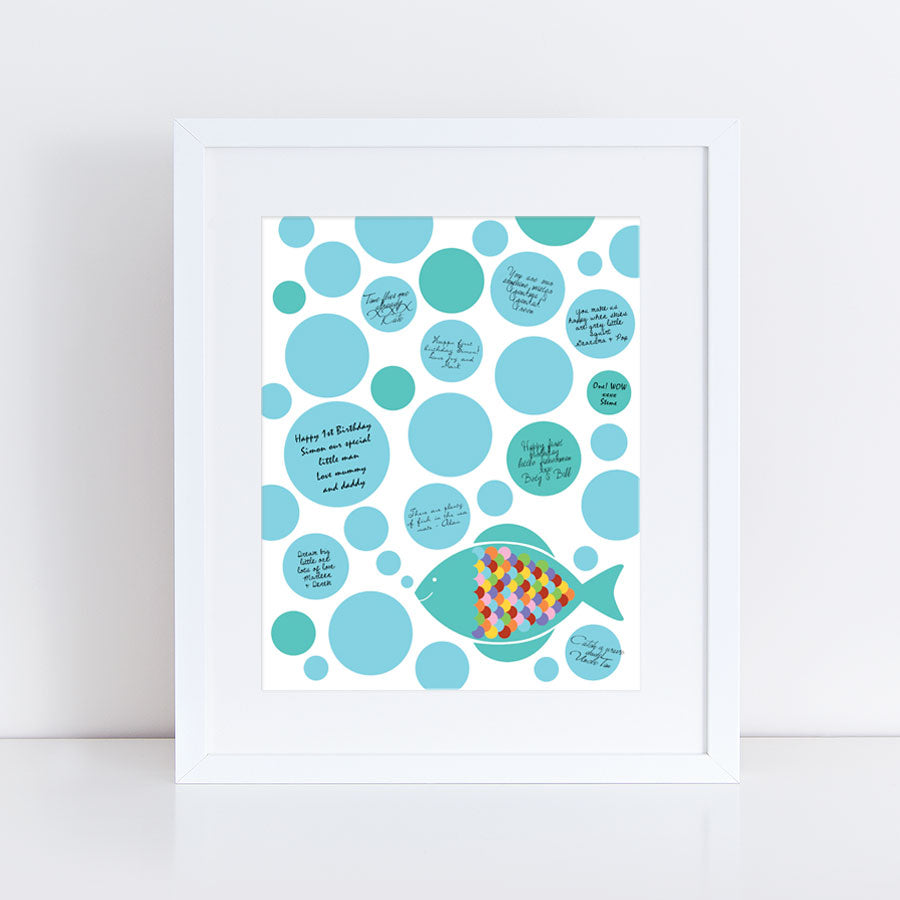 Fish signature guest book print