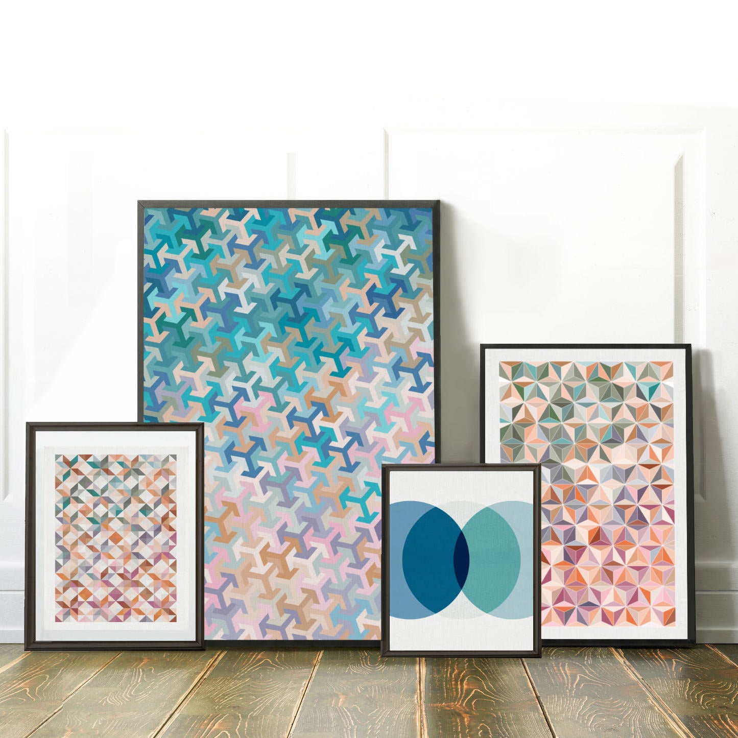 Geometric patchwork stars print
