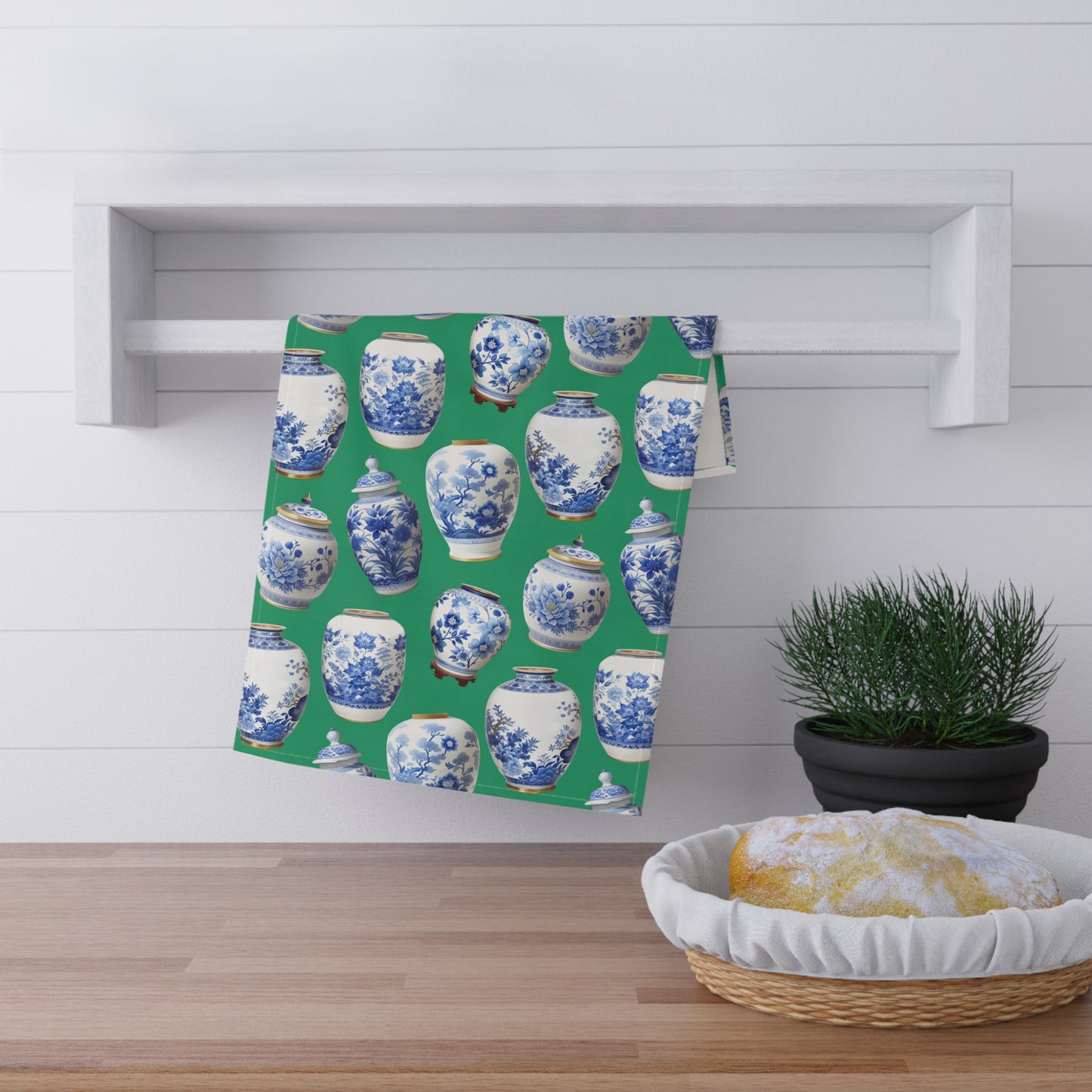 Ginger Jars Green Tea Towel