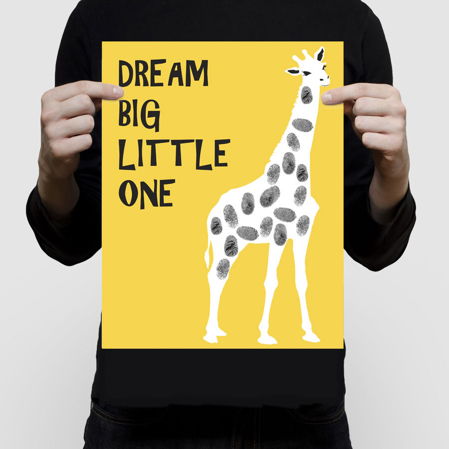 Giraffe fingerprint guest book print