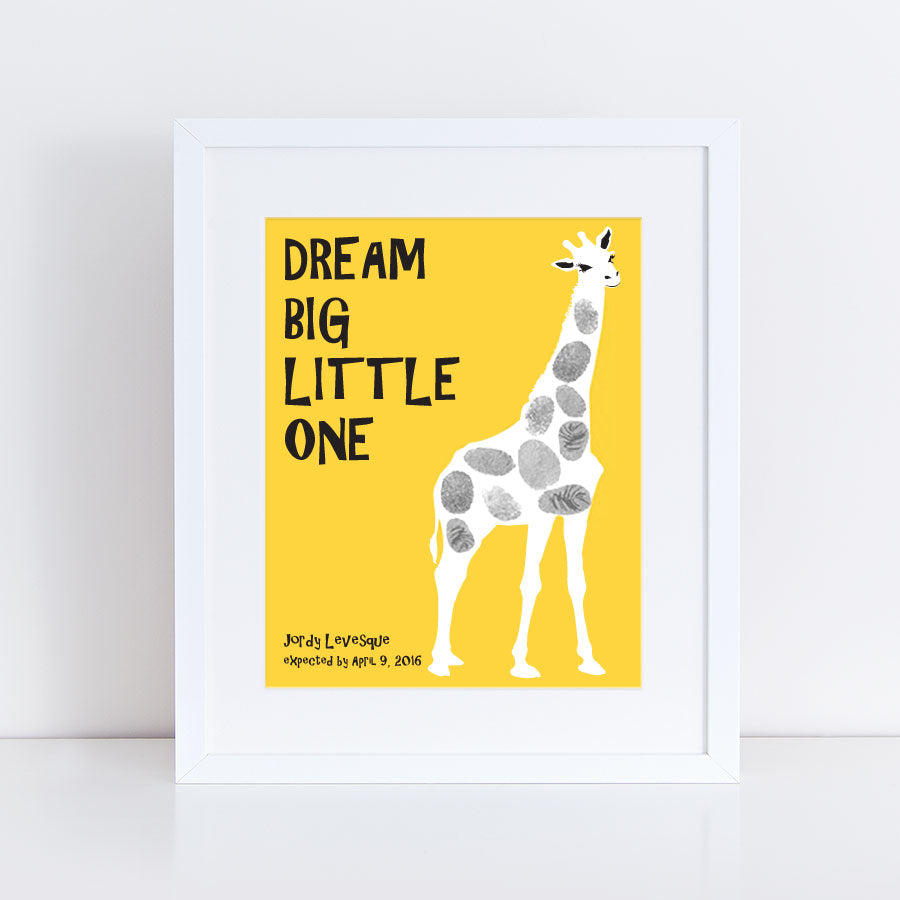 Giraffe fingerprint guest book print