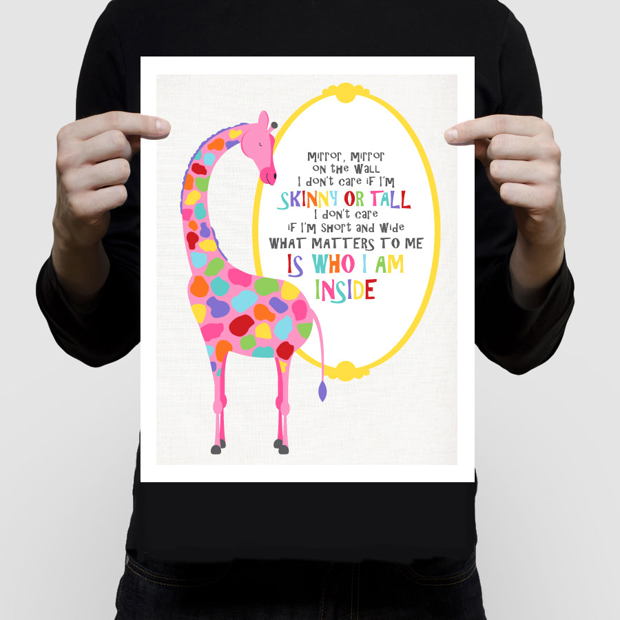 Giraffe mirror on the wall print