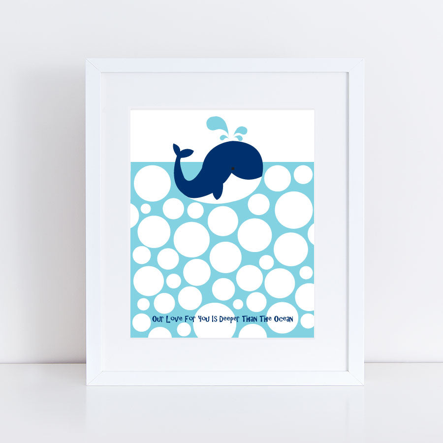 Blue whale signature guest book print
