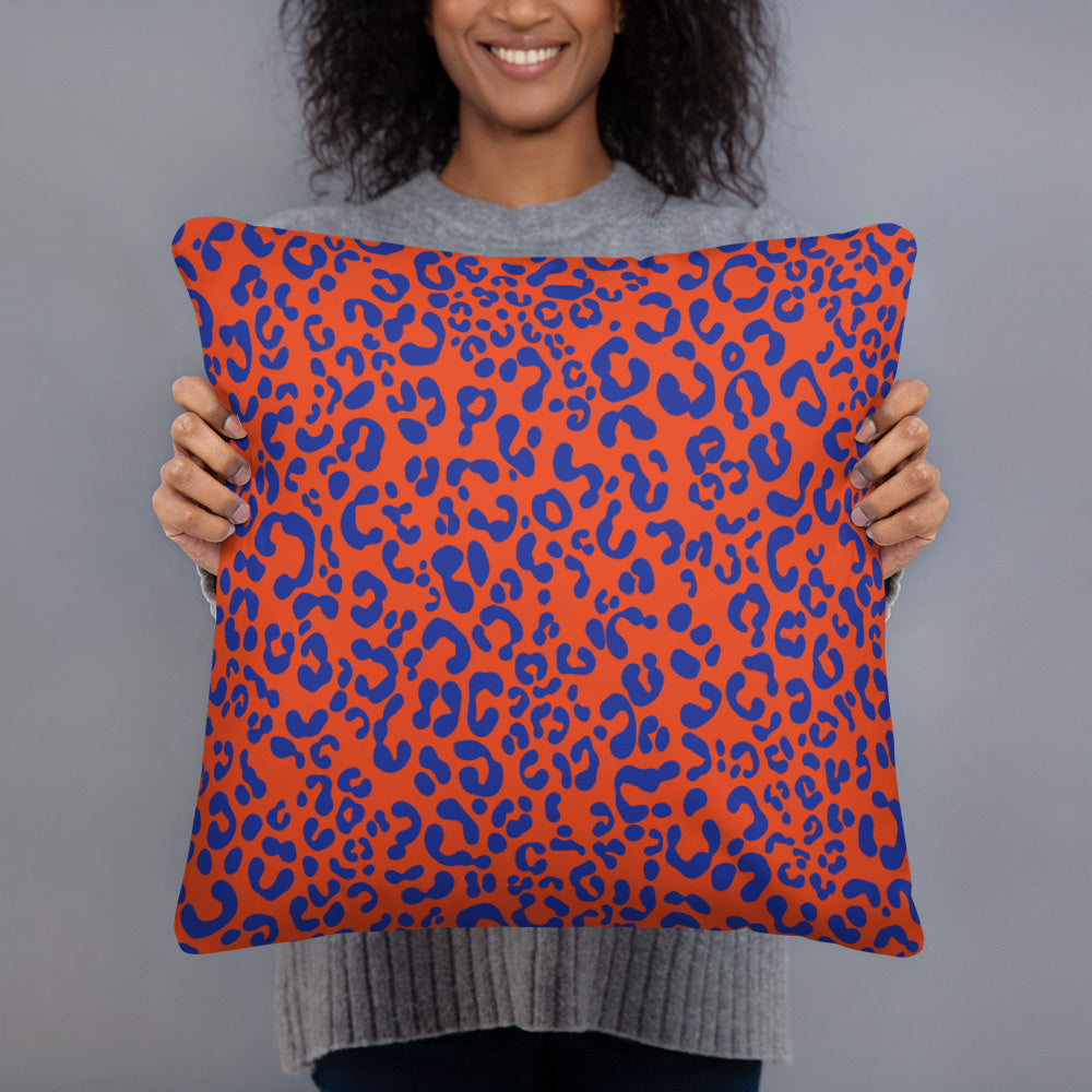 Orange leopard print cushion cover