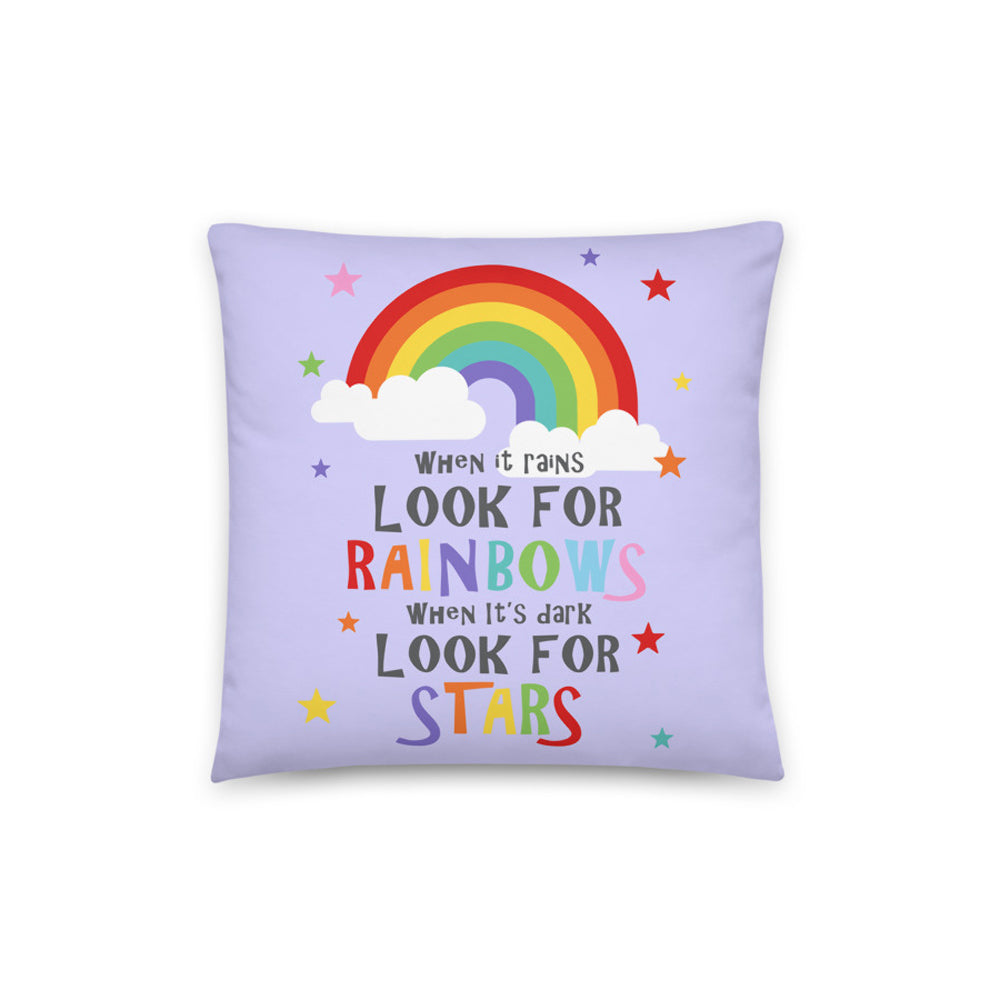 purple cushion with a beautiful inspirational quote our look for rainbows