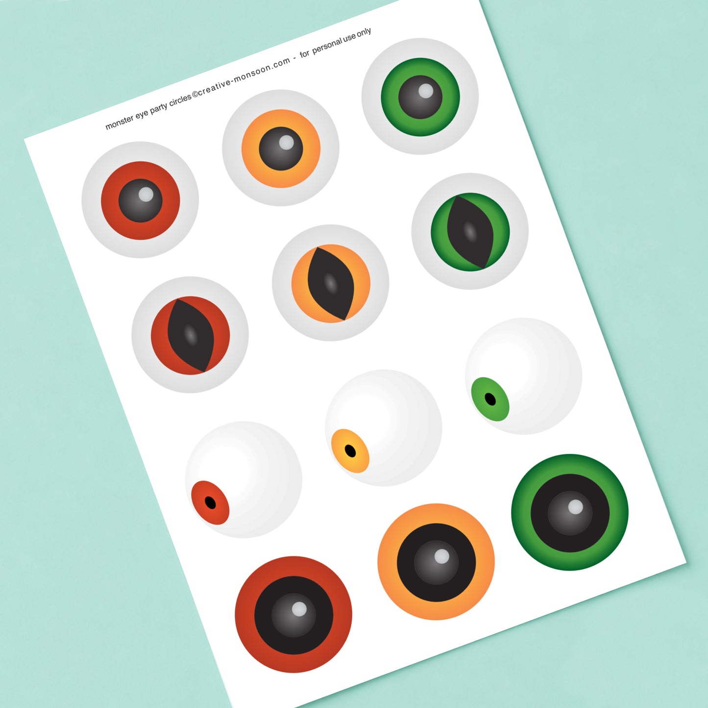 Monster Eyes Party Circles Printable
