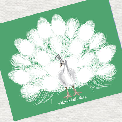 White peacock guest book print