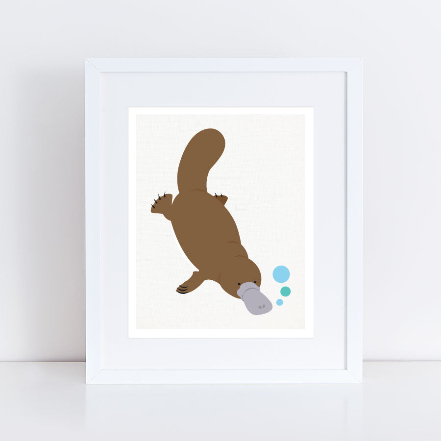 beautiful platypus swimming print