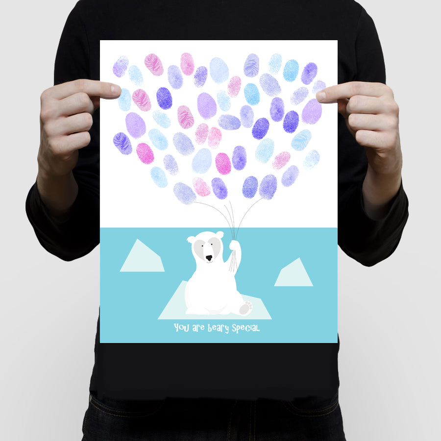 Polar bear fingerprint guest book print