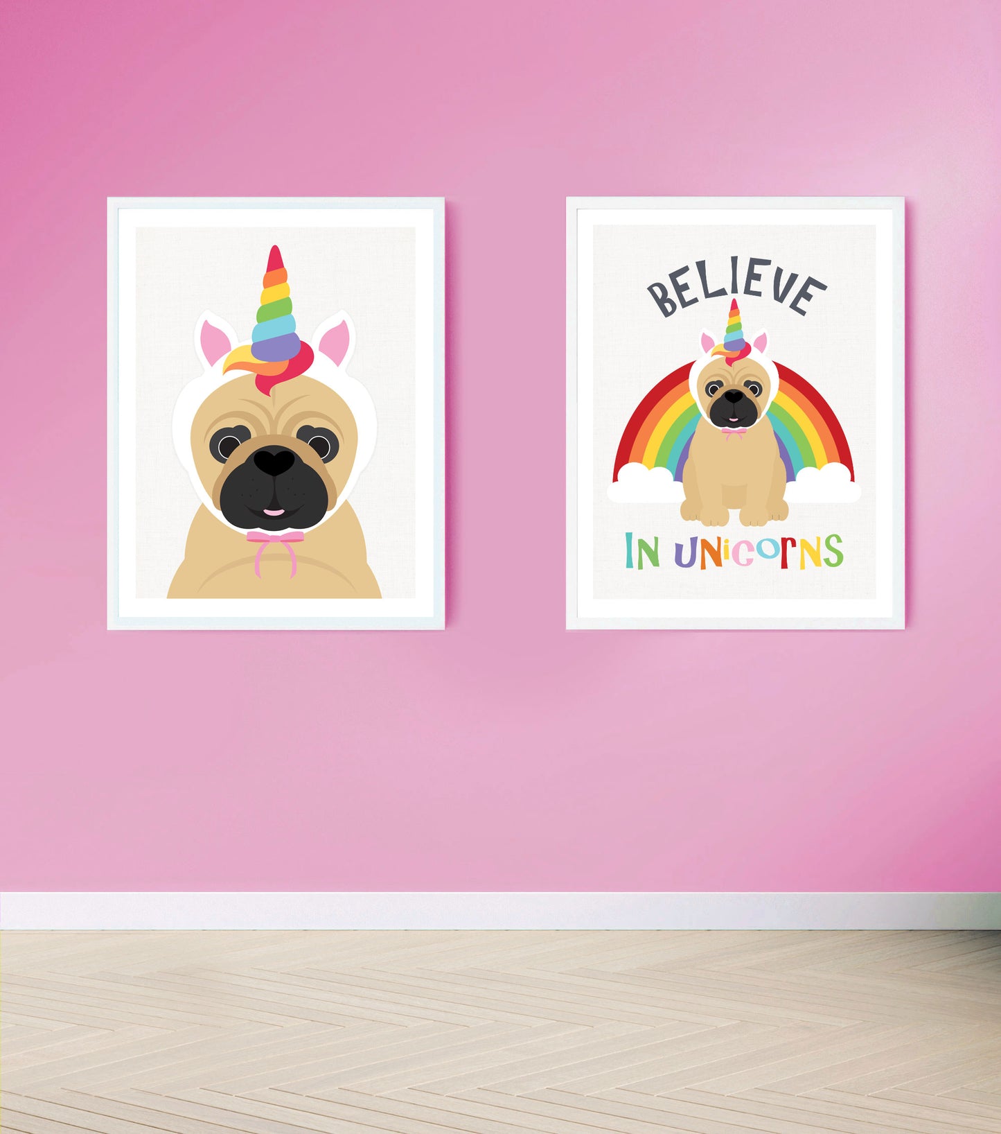 Believe in unicorns pug print