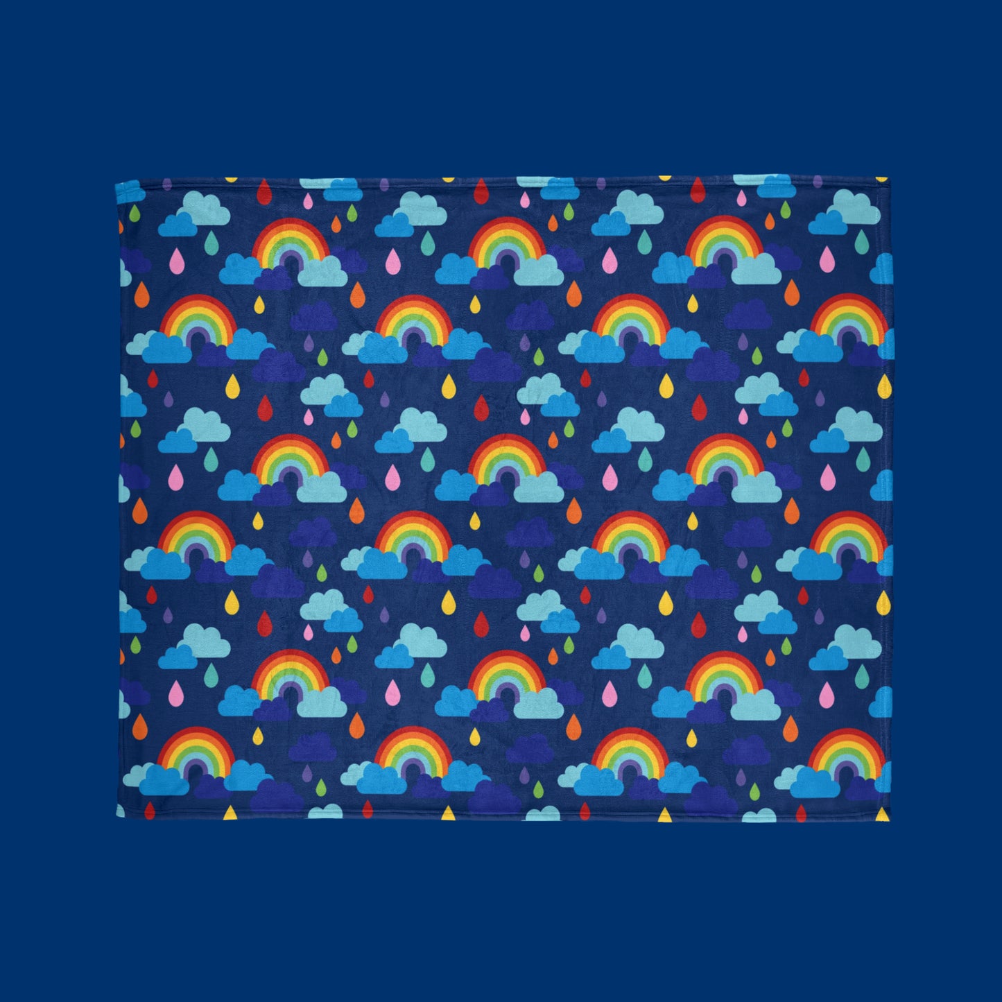 Rainbow rain clouds throw blanket