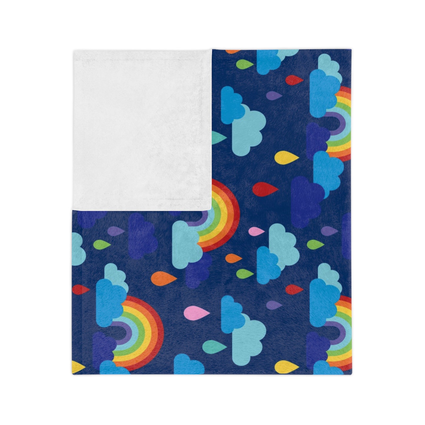 Rainbow rain clouds throw blanket