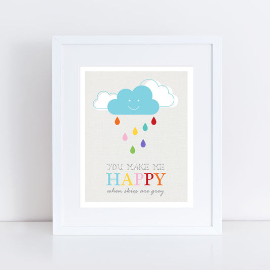 smiling cloud print with you make me happy when skies are grey 