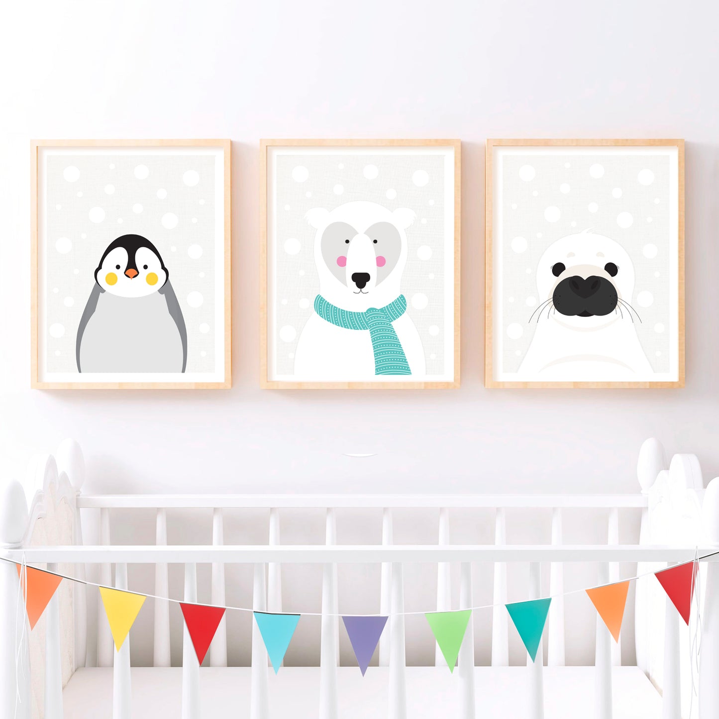 Winter animal prints set