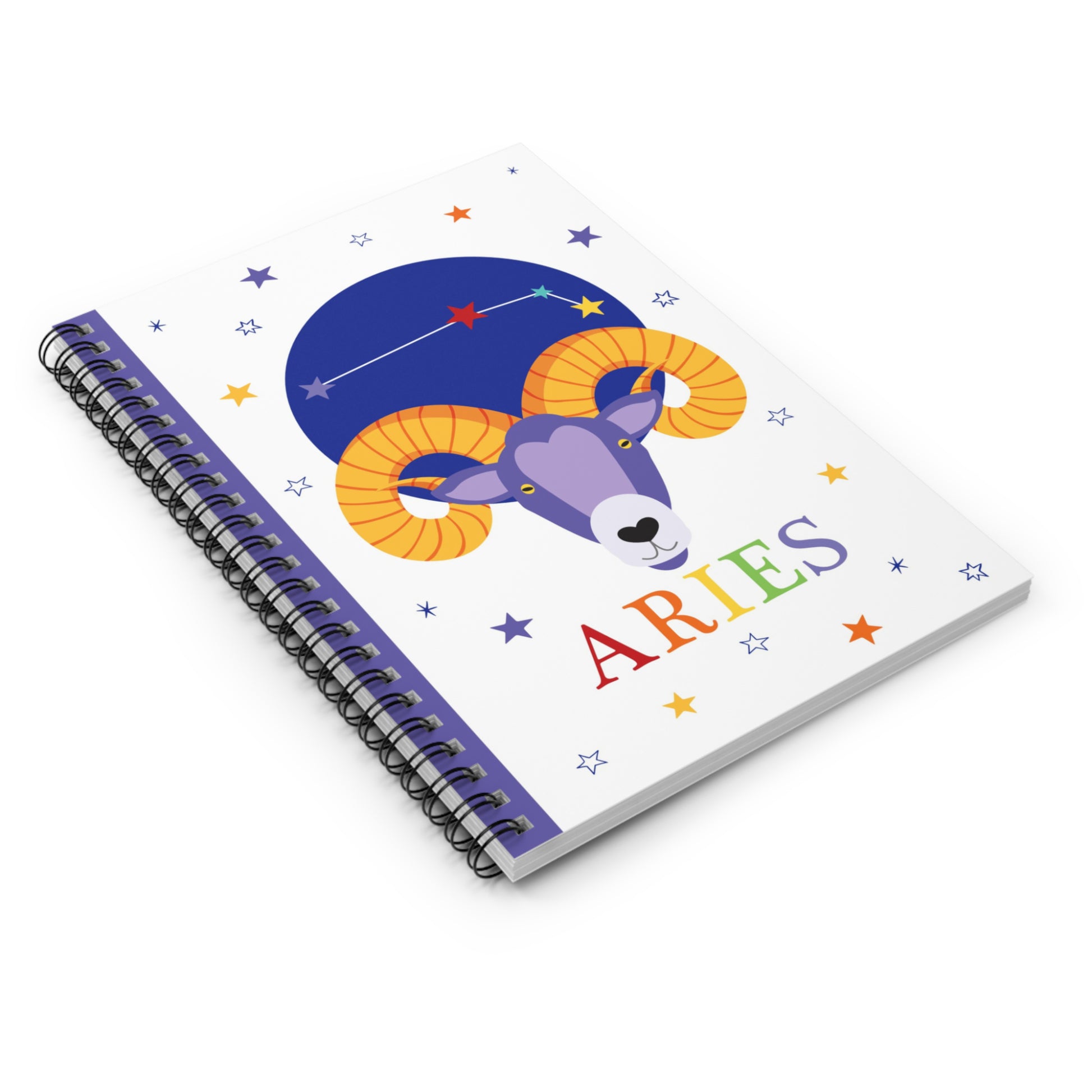 Angled view of Aries zodiac notebook