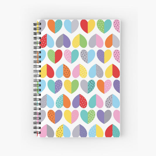 spiral notebook with Heart pattern cover