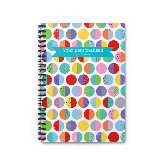 playful spotty pattern spiral notebook with personalised front cover