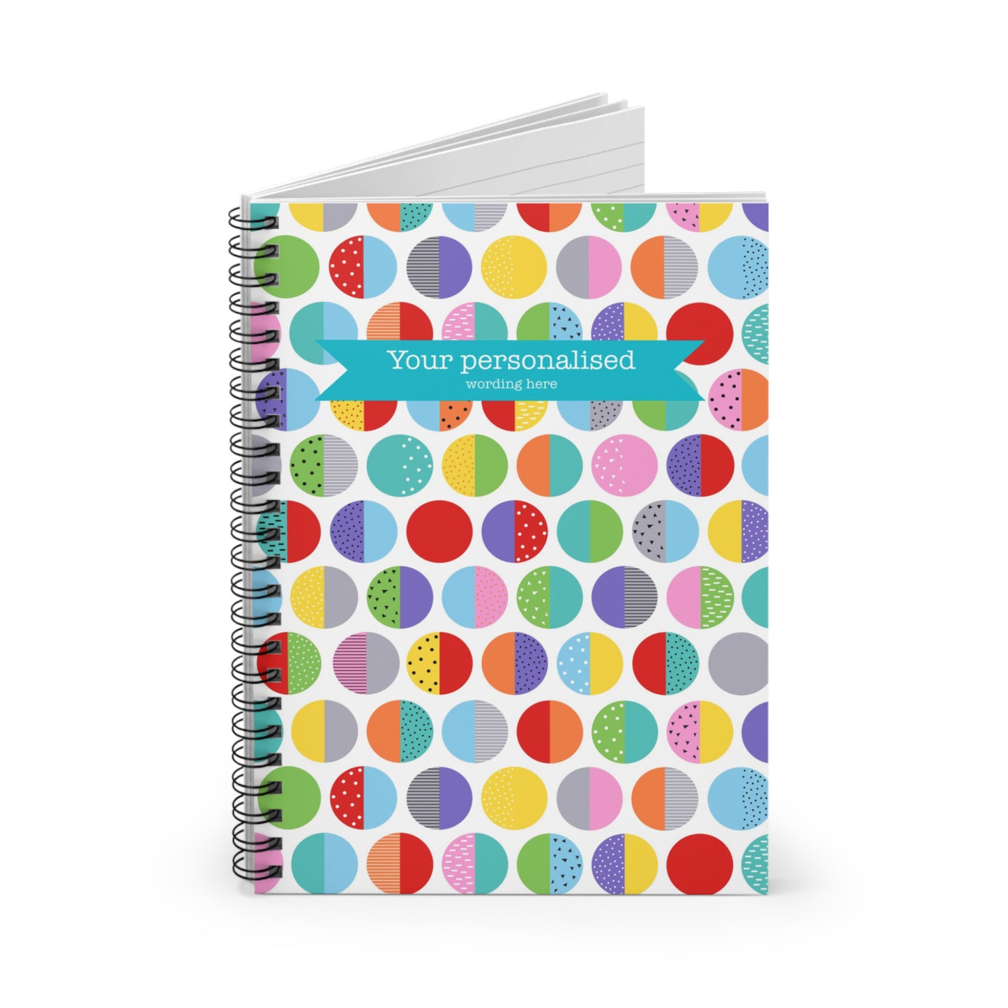 Spotty personalised spiral notebook