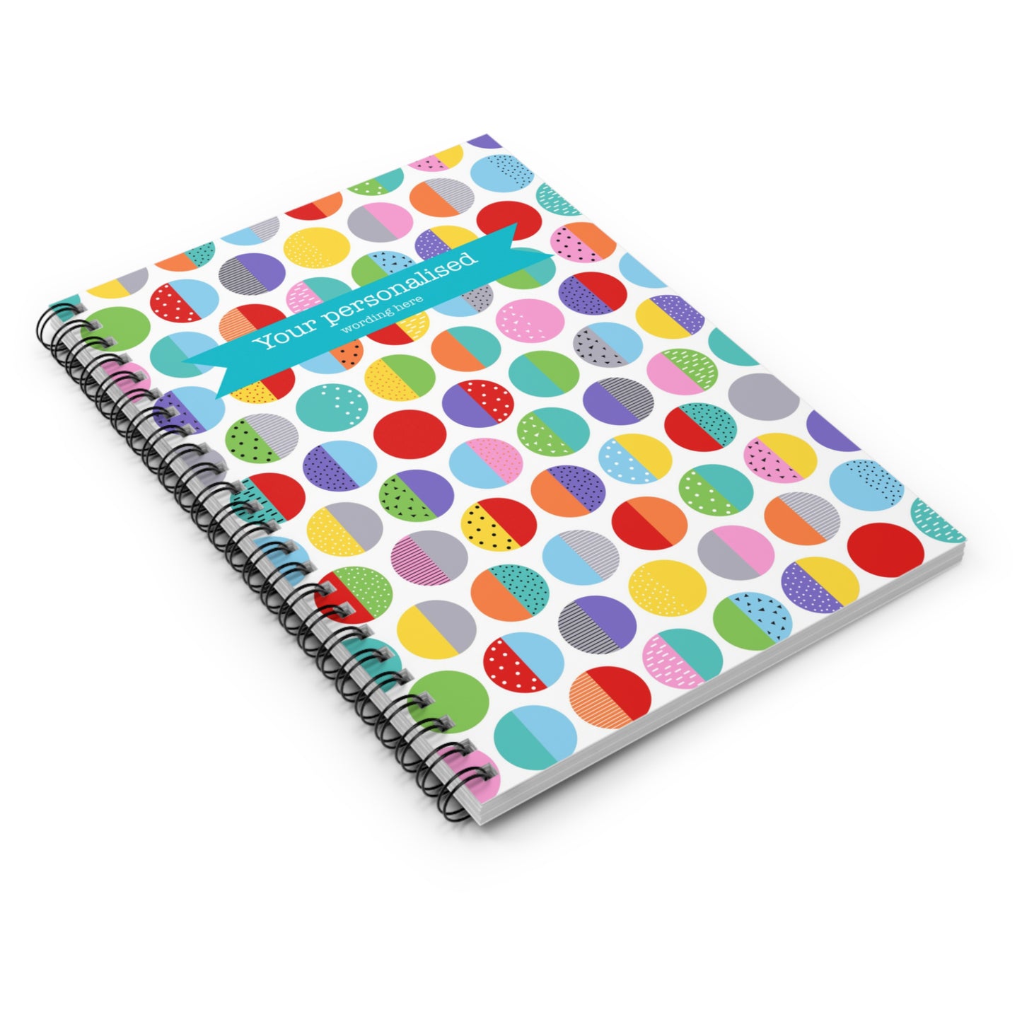 Spotty personalised spiral notebook