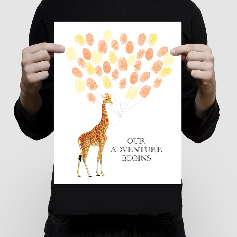 Giraffe fingerprint guest book print