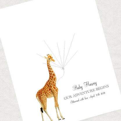 Giraffe fingerprint guest book print
