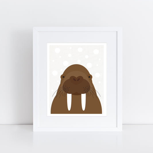 fun walrus print in frame