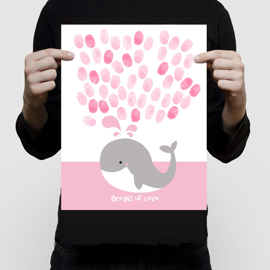 Whale fingerprint guest book print