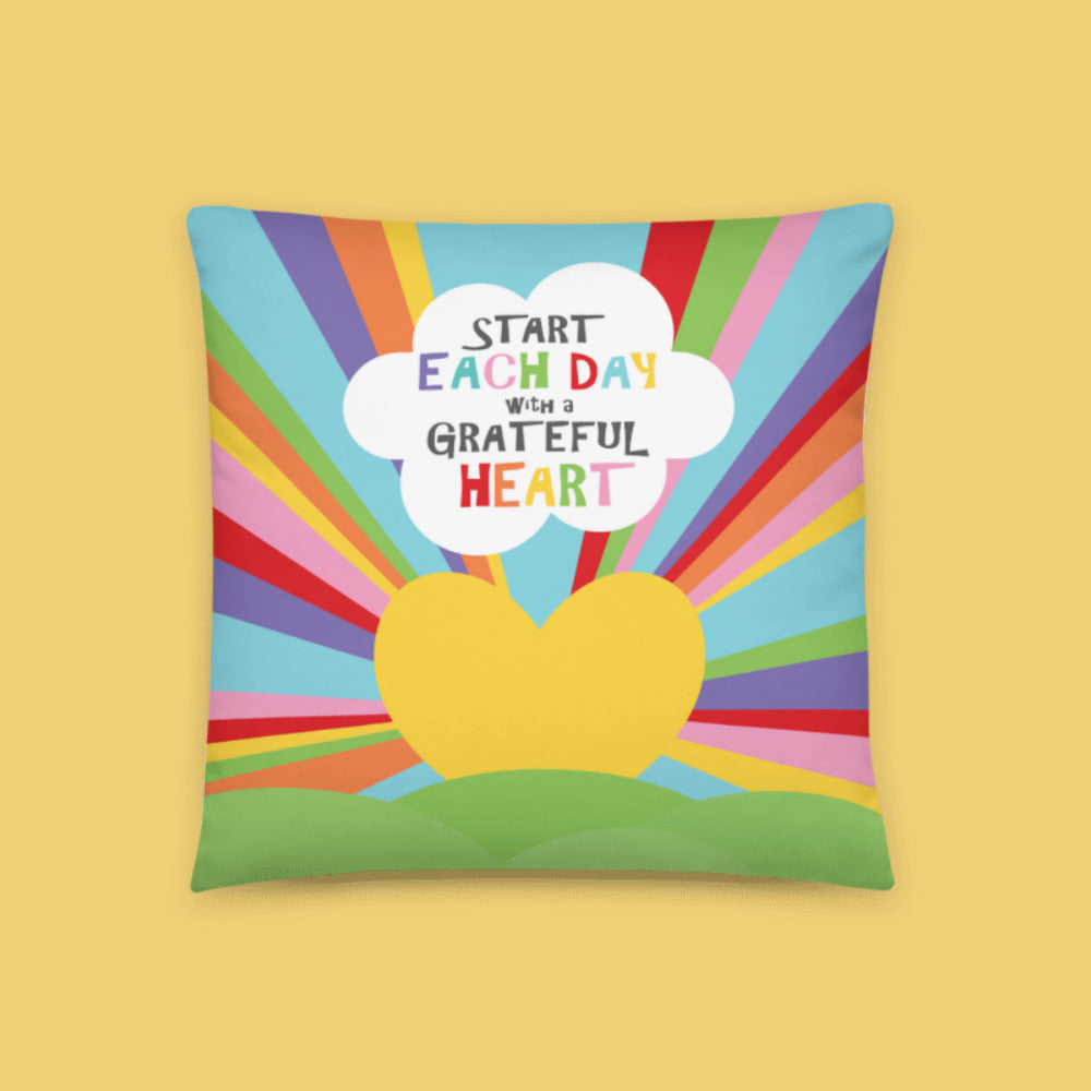 Grateful heart sunrise cushion cover