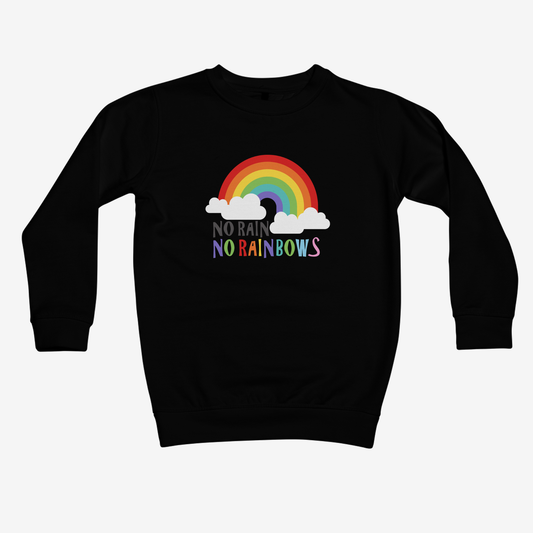Black kids jumper with rainbow and text design