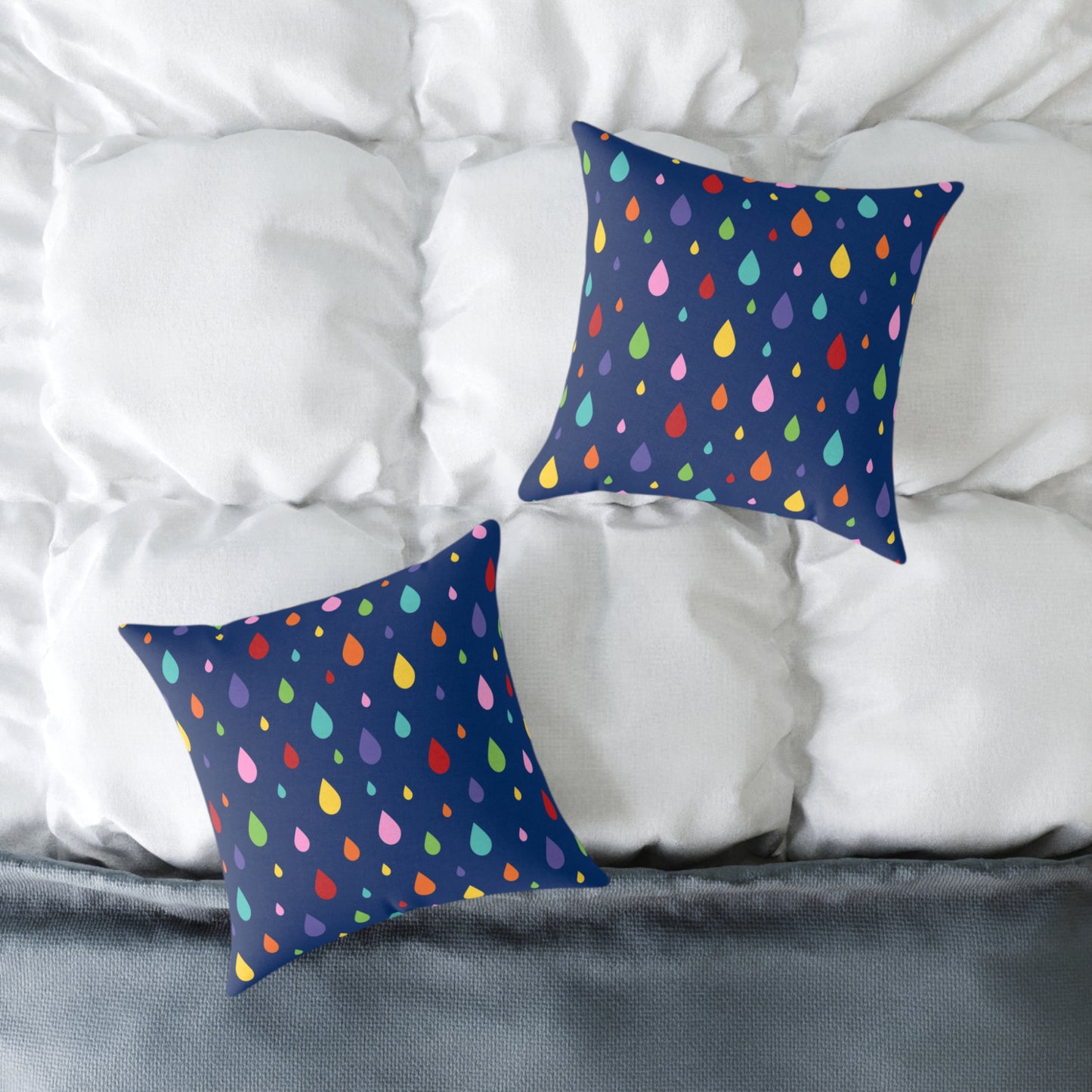Rainbow raindrops cushion cover
