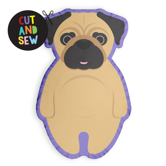 Make your own cute pug dog pillow. Cut and sew