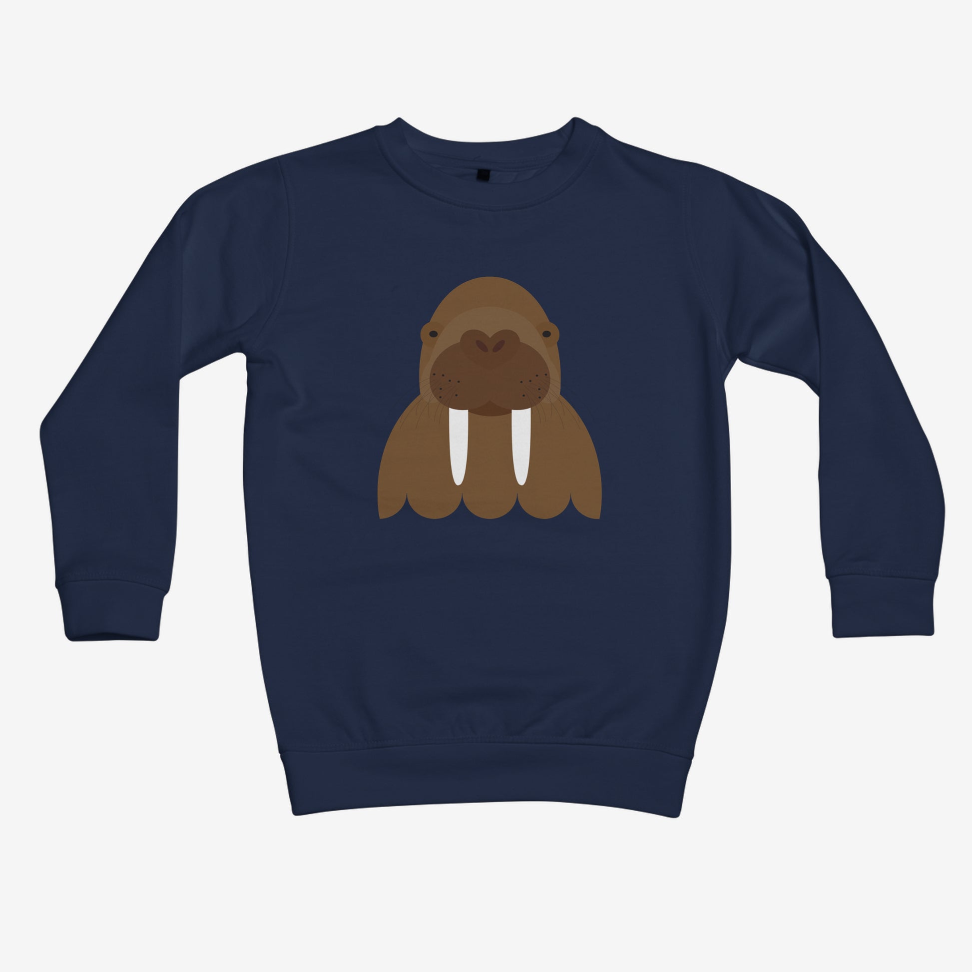 Navy kids jumper with walrus face design