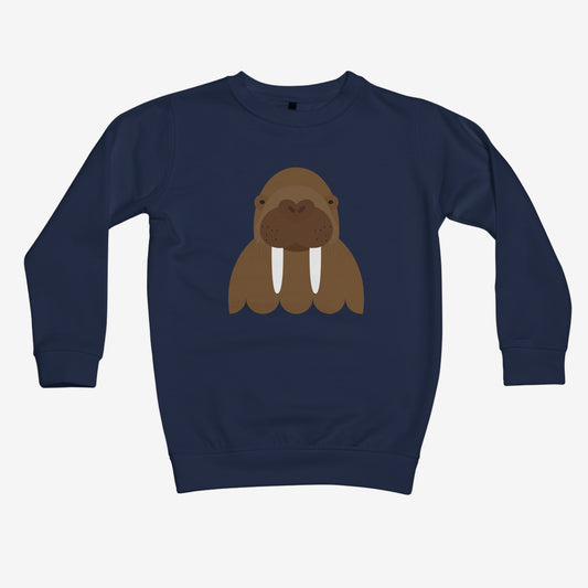 Navy kids jumper with walrus face design