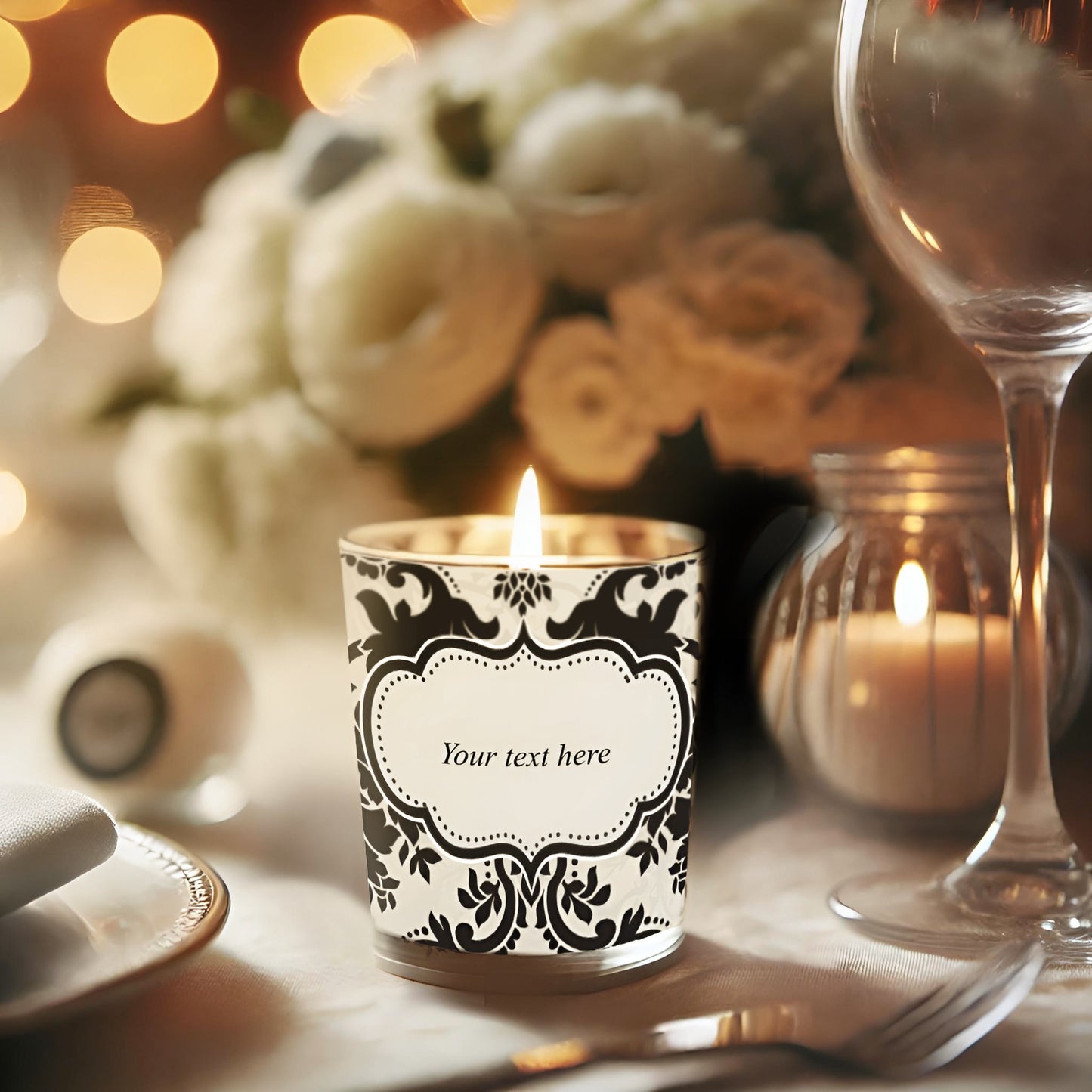 damask candle wraps - PRINTABLE FILE