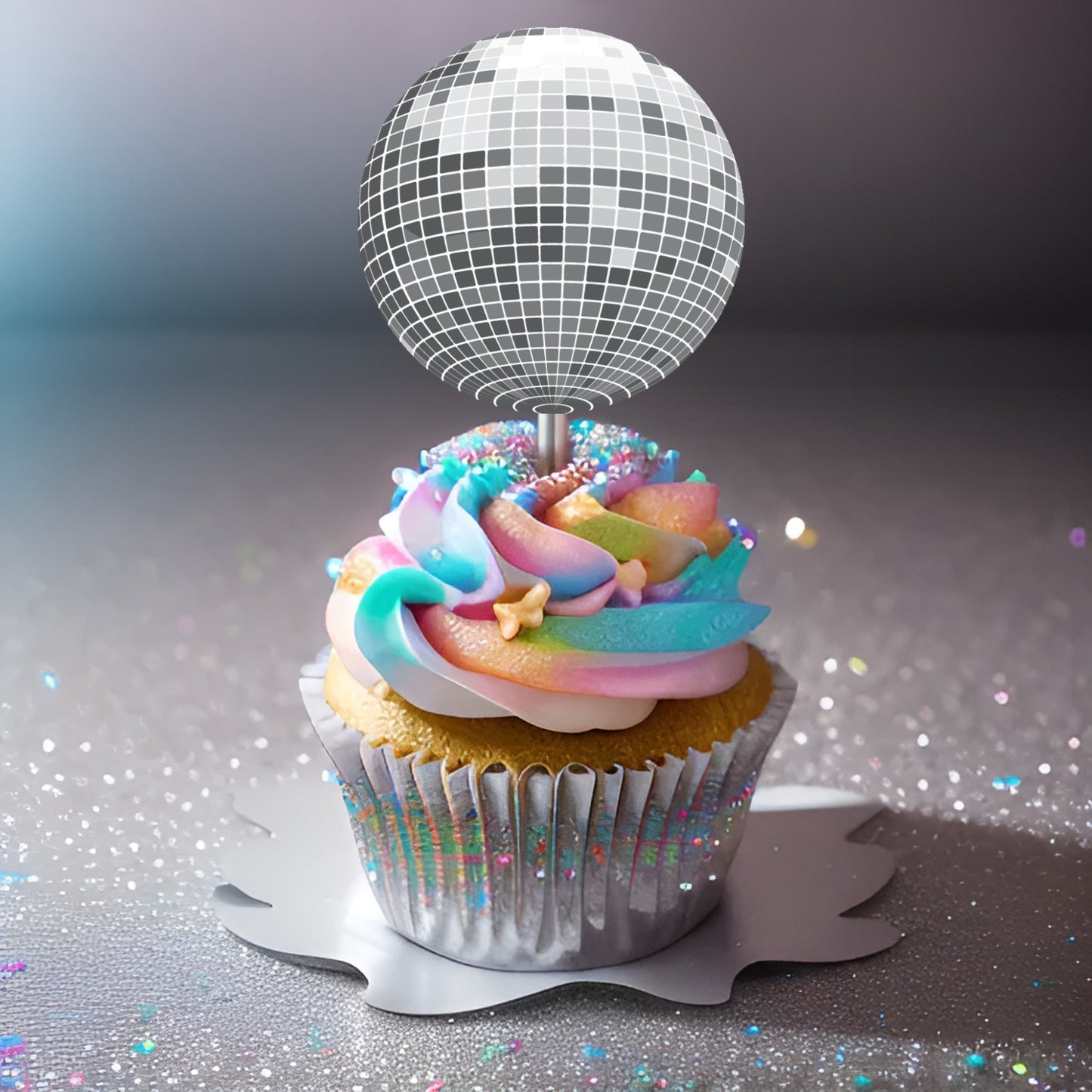 Silver disco ball party circles - PRINTABLE FILE