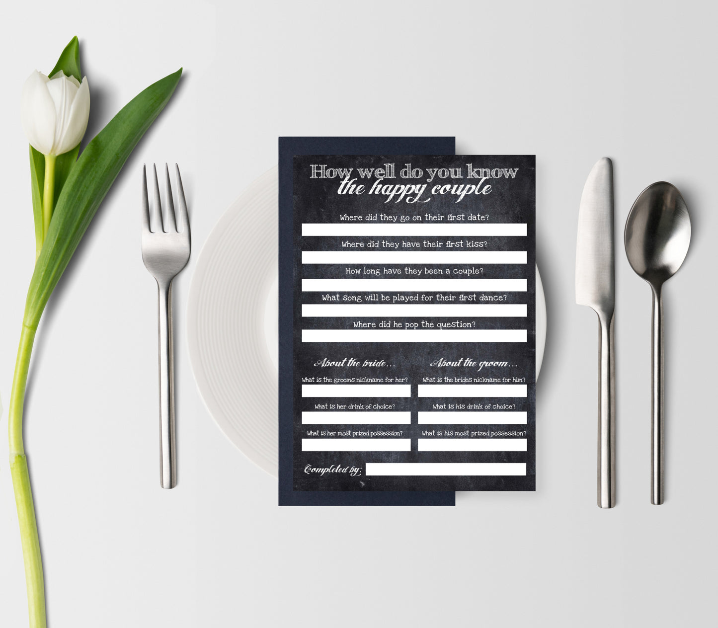 Happy couple wedding reception or bridal shower game - PRINTABLE FILE