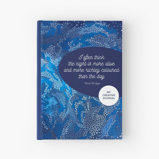beautiful hardcover journal featuring blue original abstract painting 