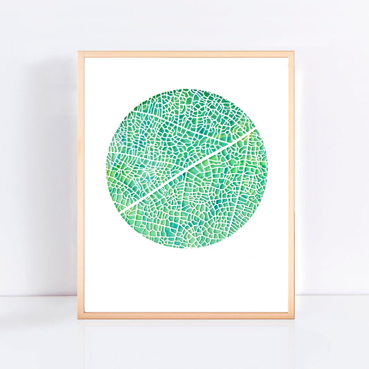 green circle print in a frame taken from an original cut paper artwork 