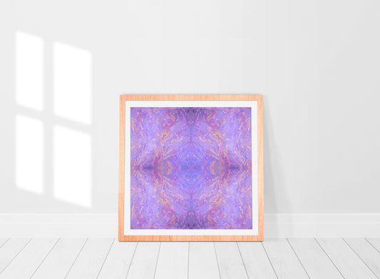 colourful abstract purple mandala print in frame Comprised of hundreds of circles and dots of various sizes
