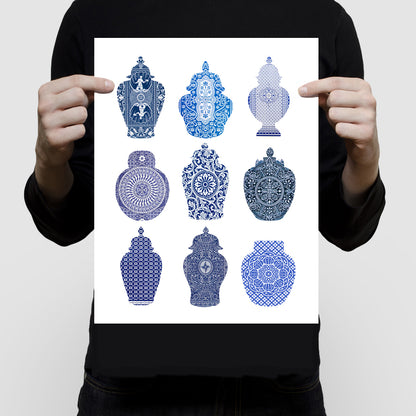 Playing card ginger jars limited edition print